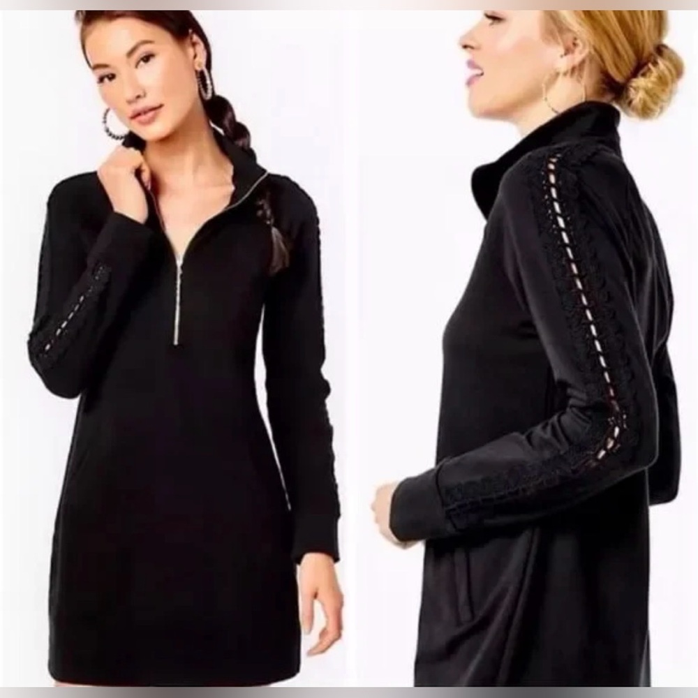 Lilly Pulitzer Womens Black Popover Eyelet Skipper Dress Sz Med Pockets Onyx - Picture 12 of 12